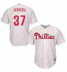 Youth Majestic Philadelphia Phillies #37 Odubel Herrera Authentic White/Red Strip Home Cool Base MLB Jersey