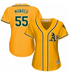 Women's Majestic Oakland Athletics #55 Sean Manaea Authentic Gold Alternate 2 Cool Base MLB Jersey
