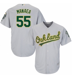 Youth Majestic Oakland Athletics #55 Sean Manaea Authentic Grey Road Cool Base MLB Jersey