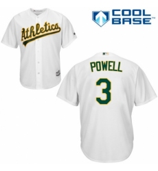 Men's Majestic Oakland Athletics #3 Boog Powell Replica White Home Cool Base MLB Jersey