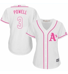 Women's Majestic Oakland Athletics #3 Boog Powell Replica White Fashion Cool Base MLB Jersey