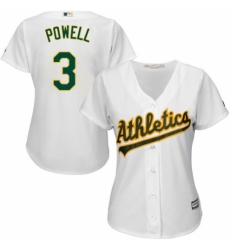 Women's Majestic Oakland Athletics #3 Boog Powell Replica White Home Cool Base MLB Jersey