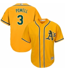 Youth Majestic Oakland Athletics #3 Boog Powell Authentic Gold Alternate 2 Cool Base MLB Jersey