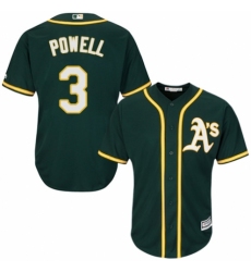 Youth Majestic Oakland Athletics #3 Boog Powell Replica Green Alternate 1 Cool Base MLB Jersey
