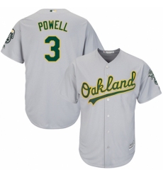 Youth Majestic Oakland Athletics #3 Boog Powell Replica Grey Road Cool Base MLB Jersey