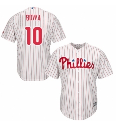 Men's Majestic Philadelphia Phillies #10 Larry Bowa Replica White/Red Strip Home Cool Base MLB Jersey