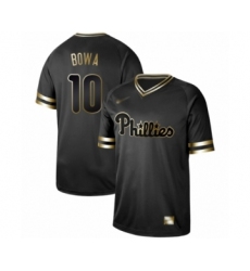 Men's Philadelphia Phillies #10 Larry Bowa Authentic Black Gold Fashion Baseball Jersey