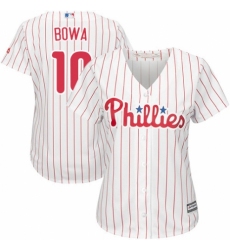 Women's Majestic Philadelphia Phillies #10 Larry Bowa Replica White/Red Strip Home Cool Base MLB Jersey