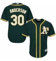 Youth Majestic Oakland Athletics #30 Brett Anderson Replica Green Alternate 1 Cool Base MLB Jersey
