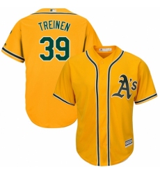 Men's Majestic Oakland Athletics #39 Blake Treinen Replica Gold Alternate 2 Cool Base MLB Jersey
