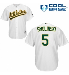 Youth Majestic Oakland Athletics #5 Jake Smolinski Authentic White Home Cool Base MLB Jersey