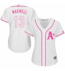 Women's Majestic Oakland Athletics #13 Bruce Maxwell Authentic White Fashion Cool Base MLB Jersey