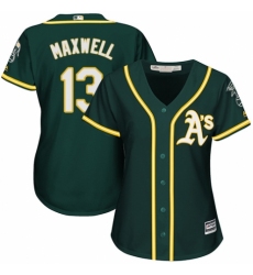 Women's Majestic Oakland Athletics #13 Bruce Maxwell Replica Green Alternate 1 Cool Base MLB Jersey