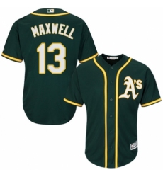 Youth Majestic Oakland Athletics #13 Bruce Maxwell Authentic Green Alternate 1 Cool Base MLB Jersey