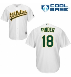 Youth Majestic Oakland Athletics #18 Chad Pinder Authentic White Home Cool Base MLB Jersey