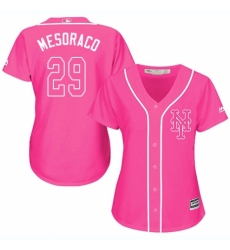 Women's Majestic New York Mets #29 Devin Mesoraco Authentic Pink Fashion Cool Base MLB Jersey