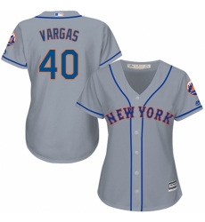 Women's Majestic New York Mets #40 Jason Vargas Authentic Grey Road Cool Base MLB Jersey