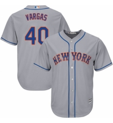 Youth Majestic New York Mets #40 Jason Vargas Authentic Grey Road Cool Base MLB Jersey