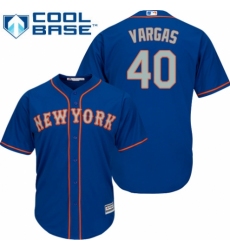 Youth Majestic New York Mets #40 Jason Vargas Authentic Royal Blue Alternate Road Cool Base MLB Jersey