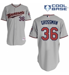 Men's Majestic Minnesota Twins #36 Robbie Grossman Authentic Grey Road Cool Base MLB Jersey