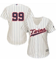 Women's Majestic Minnesota Twins #99 Logan Morrison Authentic Cream Alternate Cool Base MLB Jersey
