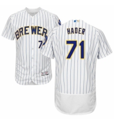 Men's Majestic Milwaukee Brewers #71 Josh Hader White Home Flex Base Authentic Collection MLB Jersey