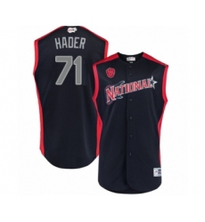 Men's Milwaukee Brewers #71 Josh Hader Authentic Navy Blue National League 2019 Baseball All-Star Jersey
