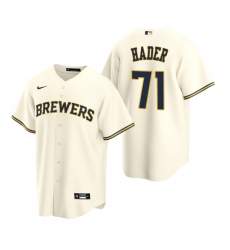 Men's Nike Milwaukee Brewers #71 Josh Hader Cream Home Stitched Baseball Jersey