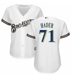 Women's Majestic Milwaukee Brewers #71 Josh Hader Authentic Navy Blue Alternate Cool Base MLB Jersey