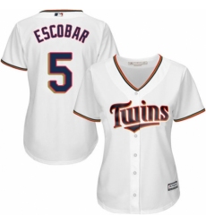 Women's Majestic Minnesota Twins #5 Eduardo Escobar Replica White Home Cool Base MLB Jersey