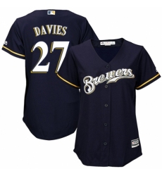 Women's Majestic Milwaukee Brewers #27 Zach Davies Replica White Alternate Cool Base MLB Jersey