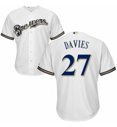 Youth Majestic Milwaukee Brewers #27 Zach Davies Replica Navy Blue Alternate Cool Base MLB Jersey
