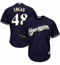Men's Majestic Milwaukee Brewers #48 Boone Logan Replica White Alternate Cool Base MLB Jersey