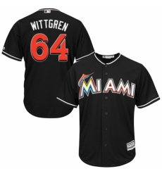 Men's Majestic Miami Marlins #64 Nick Wittgren Replica Black Alternate 2 Cool Base MLB Jersey