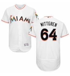 Men's Majestic Miami Marlins #64 Nick Wittgren White Home Flex Base Authentic Collection MLB Jersey