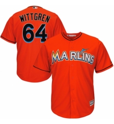 Youth Majestic Miami Marlins #64 Nick Wittgren Replica Orange Alternate 1 Cool Base MLB Jersey