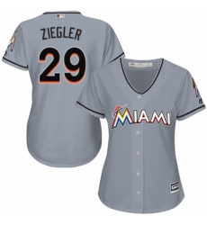 Women's Majestic Miami Marlins #29 Brad Ziegler Replica Grey Road Cool Base MLB Jersey