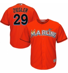 Youth Majestic Miami Marlins #29 Brad Ziegler Replica Orange Alternate 1 Cool Base MLB Jersey