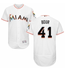 Men's Majestic Miami Marlins #41 Justin Bour White Home Flex Base Authentic Collection MLB Jersey