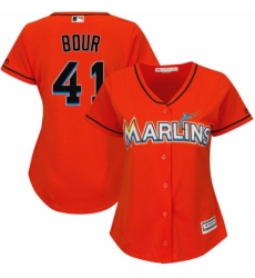 Women's Majestic Miami Marlins #41 Justin Bour Authentic Orange Alternate 1 Cool Base MLB Jersey