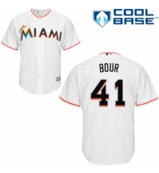 Youth Majestic Miami Marlins #41 Justin Bour Replica White Home Cool Base MLB Jersey