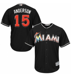 Men's Majestic Miami Marlins #15 Brian Anderson Replica Black Alternate 2 Cool Base MLB Jersey