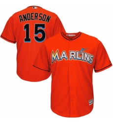 Youth Majestic Miami Marlins #15 Brian Anderson Replica Orange Alternate 1 Cool Base MLB Jersey