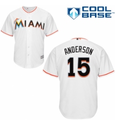 Youth Majestic Miami Marlins #15 Brian Anderson Replica White Home Cool Base MLB Jersey