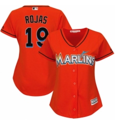 Women's Majestic Miami Marlins #19 Miguel Rojas Replica Orange Alternate 1 Cool Base MLB Jersey