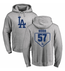 MLB Nike Los Angeles Dodgers #57 Alex Wood Gray RBI Pullover Hoodie