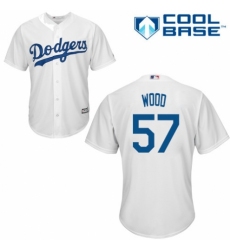 Men's Majestic Los Angeles Dodgers #57 Alex Wood Replica White Home Cool Base MLB Jersey