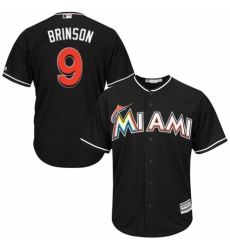 Youth Majestic Miami Marlins #9 Lewis Brinson Authentic Black Alternate 2 Cool Base MLB Jersey