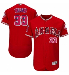 Men's Majestic Los Angeles Angels of Anaheim #33 CJ Wilson Red Alternate Flex Base Authentic Collection MLB Jersey