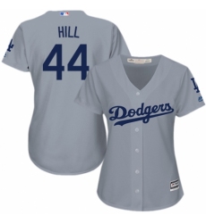 Women's Majestic Los Angeles Dodgers #44 Rich Hill Authentic Grey Road Cool Base MLB Jersey